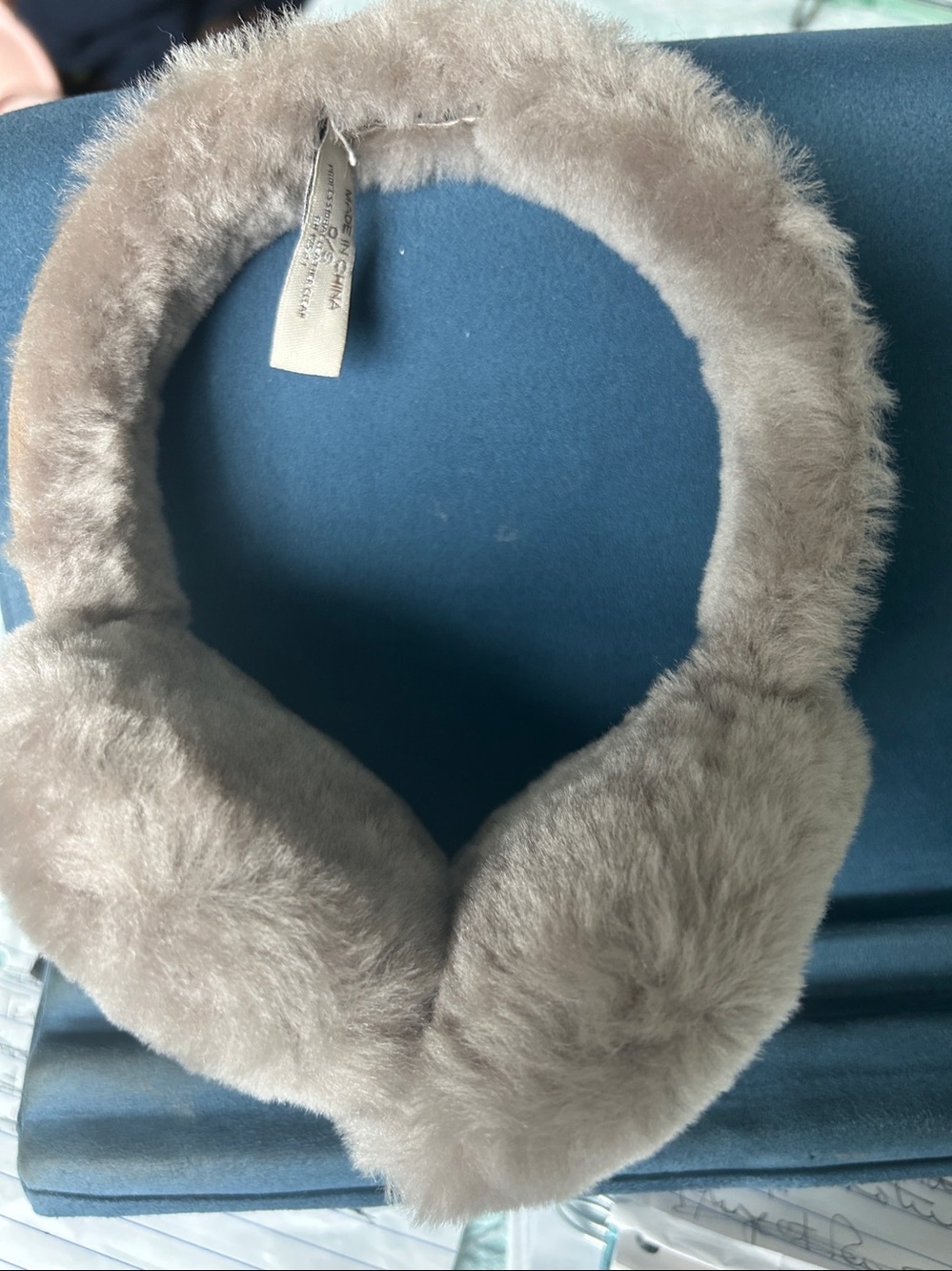 UGG Plush Faux Fur Earmuffs in Taupe